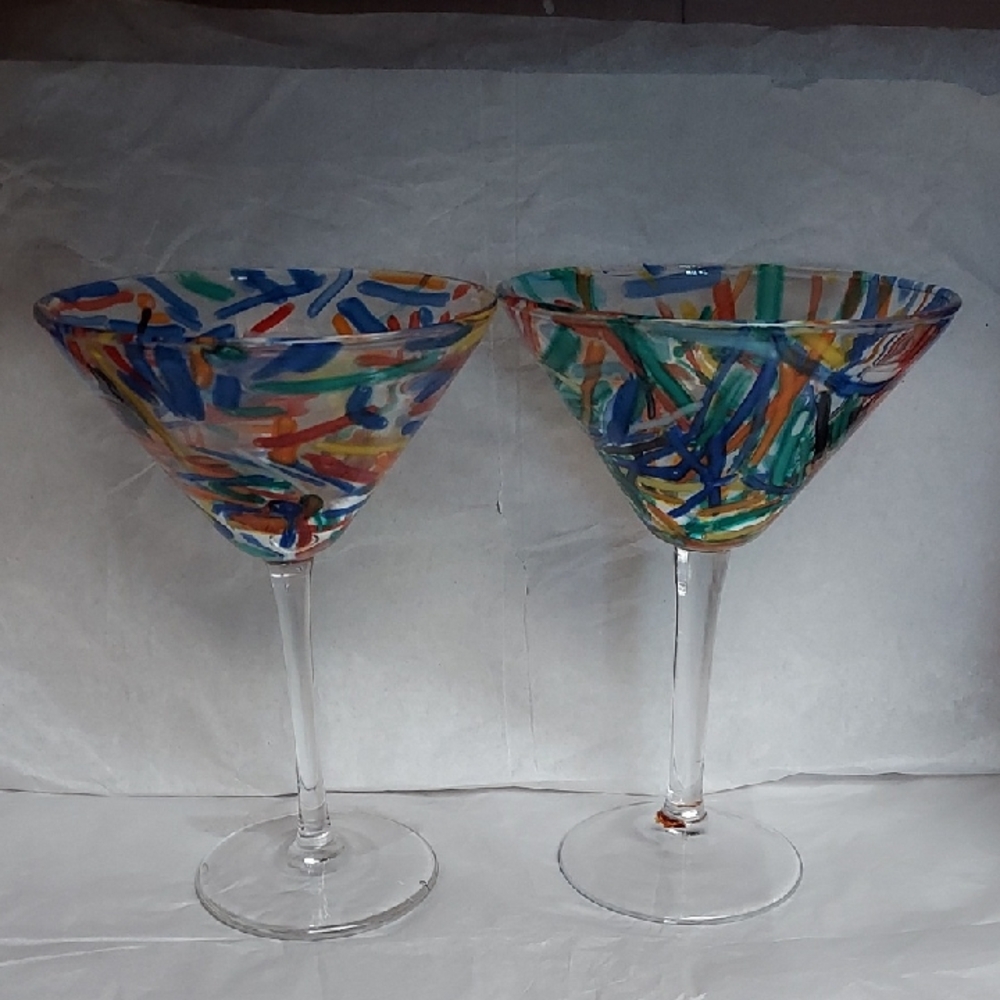 Pier 1 Confetti  Martini Glass Set 2